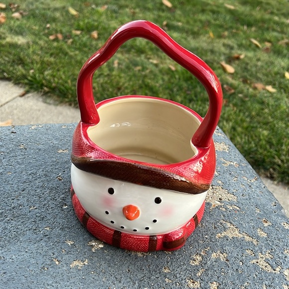 St. Nicholas Square WARM WISHES 40oz Handled Candy Bowl Figural Snowman Head - Picture 5 of 5